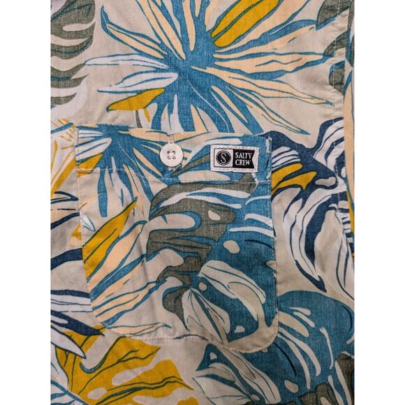 Salty Crew Hawaiian Shirt Mens Medium Button Up Fishing Tropical - Picture 3 of 11